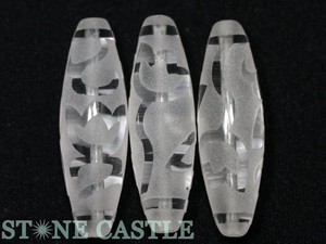 【彫刻ビーズ】水晶 (素彫り) 「太鼓型」 3.8cm 蓮花