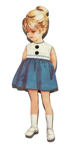 フランス製　木製ボタン　アトリエ ボヌール ドゥ ジュール 【青いスカートの女の子】