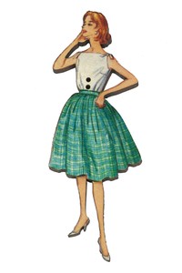 フランス製　木製ボタン　アトリエ ボヌール ドゥ ジュール 【緑のスカートの女性】