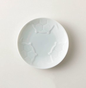 小田陶器 engi紋 えんぎもん 12cm小皿 亀 レリーフ/水色釉[日本製/美濃焼/和食器]