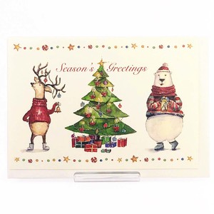 クラシッククリスマスカード　ツリーと白熊と鹿　Christmas、X-mas
