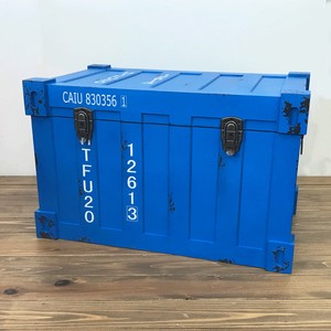 コンテナ型トランクケースM ブルー【送料無料・直送可能】インダストリアル・アンティーク調・収納家具