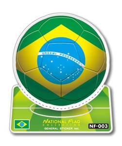NF-003/ブラジル/サッカーボールステッカー/ ワールドカップ W杯 スポーツ観戦に！