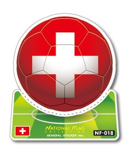 NF-018/スイス/サッカーボールステッカー/ ワールドカップ W杯 スポーツ観戦に！