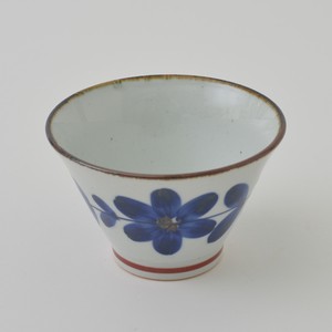 波佐見焼　手描き青花　茶碗　赤　オリジナル　日本製