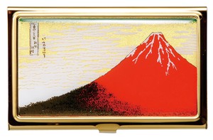 ☆日本伝統技法・蒔絵【新基準】MAKI-E Card Case Gold  /蒔絵 カードケース金　赤富士（名刺入れ）