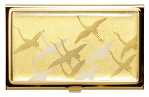 ☆日本伝統技法・蒔絵【新基準】MAKI-E Card Case Gold  /蒔絵 カードケース　全金　千羽鶴（名刺入れ）