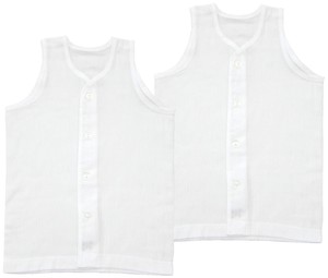 Sale 日本製 夏さわやか素材クレ−プ 前開きランニングシャツ 2枚組 白無地 ベビー肌着