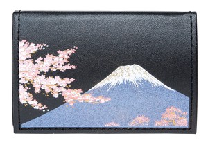 ☆日本伝統技法・蒔絵【新基準】MAKI-E Card Case Omelette  /蒔絵 カードケース オムレット型　富士に桜