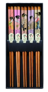 日本独特の絵/お土産/インバウンドのお客様に人気！【木製】chopsticks/お箸5膳セット 浮世絵