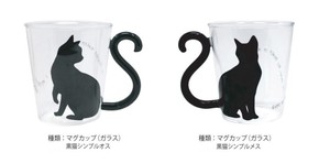 ツインマグ（ガラス）黒猫シンプル