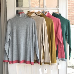 Sweater/Knitwear Pullover Bottle Neck Bicolor Cotton Natural