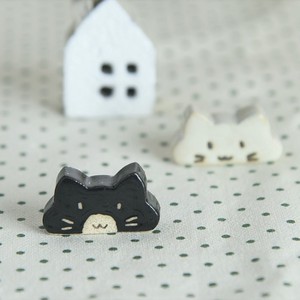 のんびり猫 箸置き 黒猫[日本製/美濃焼/和食器]