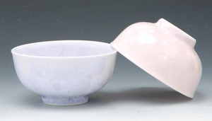 【京焼・清水焼】 花結晶(紫・ピンク) ＜組飯碗＞