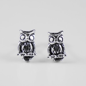 Pierced Earrings Silver Post sliver Owl