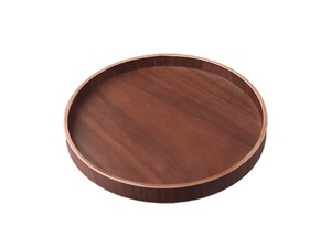 手頃な大きさ・コンパクト！【クロクルミ】wooden walnut circle tray  /木製 ウォールナット 丸盆　21cm