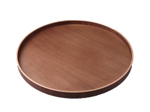 ☆高級感のあるリッチな雰囲気【クロクルミ】wooden walnut circle tray  /木製 ウォールナット 丸盆　33cm