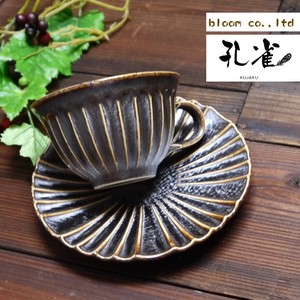 Mino ware Cup & Saucer Set Brown Made in Japan