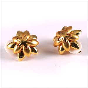 Clip-On Earrings Gold Post Earrings Flower