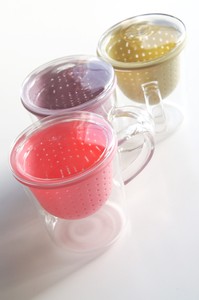【BS】ガラスLTマグ　シリコン製茶こし/洗いやすい/耐熱ガラス