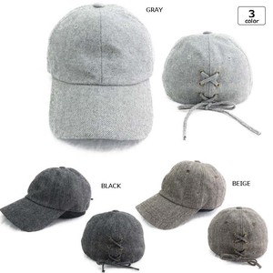 ヘリンボーンバック編み上げローキャップ CAP 帽子 キッズサイズ