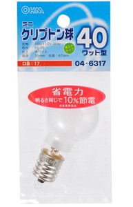 ミニクリプトン電球 E17 40W形 ホワイト LB-PS3740K-W