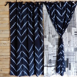 TOPANGA　Shibori　Curtain　シボリカーテン　W110xH180cm　黒