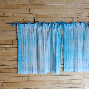 TOPANGA　Shibori　Curtain　シボリカーテン　W110xH90cm　白x青