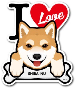 PET-041/SHIBA INU/柴犬/DOG STICKER ドッグステッカー 車 犬 イラスト アイラブ