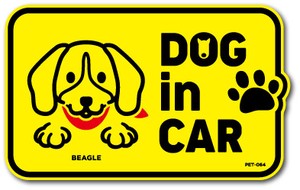 PET-064/DOG in CAR/ビーグル 02/DOG STICKER ドッグステッカー 車 犬 イラスト