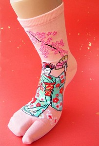 短袜 女士 系列 和风图案 Tabi 袜
