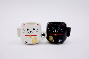 【和雑貨】招き猫ﾍﾟｱ湯呑 LF-0958