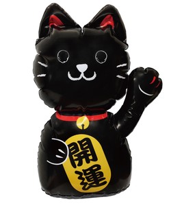 【縁起物】ﾋﾞﾆｰﾙﾃﾞｨｽﾌﾟﾚｲ　招き猫(黒) SA-1351BK