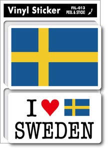 FIL-13/国旗ステッカー/SWEDEN スウェーデン/2枚セット 国旗 アイラブ セット 旅行 スーツケース