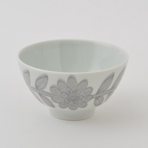 Hasami ware Rice Bowl Gray Daisy 11.5cm