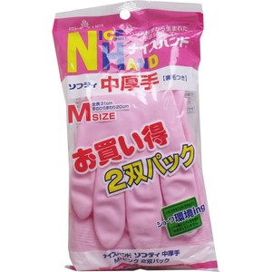 Rubber/Poly Disposable Gloves Pink Gloves M 2-pairs