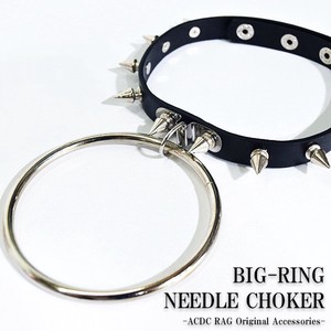 BIGリングNチョーカー チョーカー ニードル リング レディース メンズ 黒 パンク ロック ファッション
