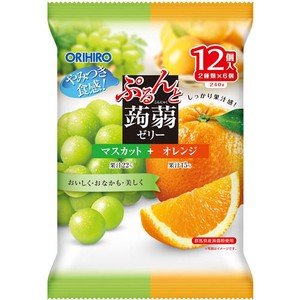 ぷるんと蒟蒻ゼリーパウチ　マスカット＋オレンジ　12個