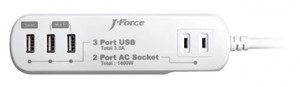 世界平和シリーズ 電源タップ付USB充電器 3×2 JF-PEACE2W