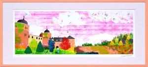 人気イラストレーター はりたつお ジクレー版画　「秋空のザバブルク城(いばら姫)」　720×330