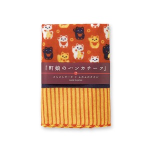 Gauze Handkerchief MANEKINEKO Japanese Pattern Made in Japan