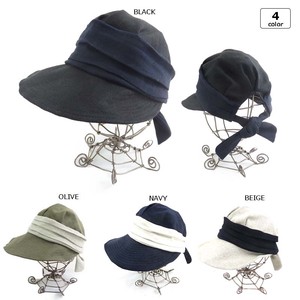 リネン風ギャザー帯リボンキャップ CAP 帽子