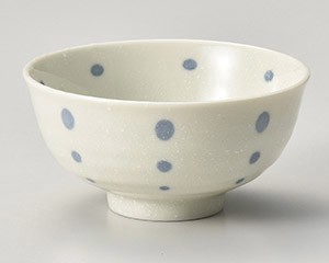 水玉(ブルー)茶碗【日本製　美濃焼】