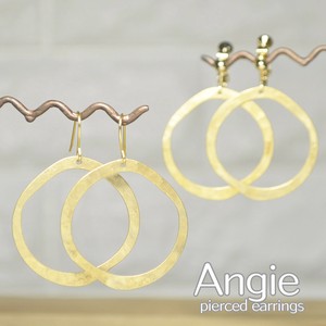 再入荷【Angie】 無垢真鍮 サンドオーバルリング ゴールド ピアス／イヤリング 4タイプ。