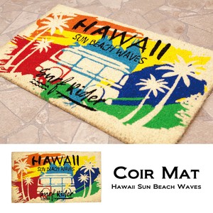 【玄関マット】Coir mat コイヤーマット[Hawaii Sun Beach Waves]＜アメリカン雑貨＞