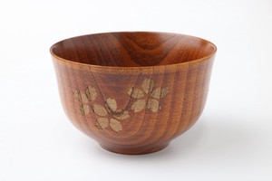 桜の模様を施しました【木製sakura】wooden　bowl/木製椀　反り型さくらC