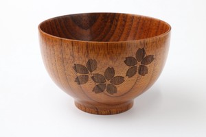 桜の模様を施しました【木製sakura】wooden bowl/木製椀  大和型さくらA