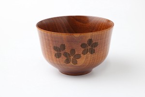 桜の模様を施しました【木製sakura】wooden bowl/木製椀　反り型さくらD