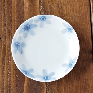 ≪受注生産≫【花しずか】 青  軽量3.5寸皿   [日本製 美濃焼］
