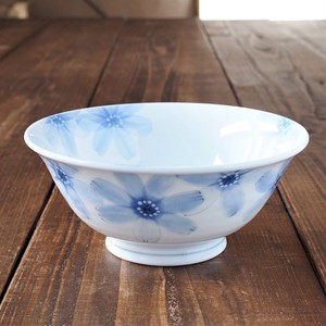 ≪受注生産≫【花しずか】 青  軽量麺鉢 [日本製 美濃焼］